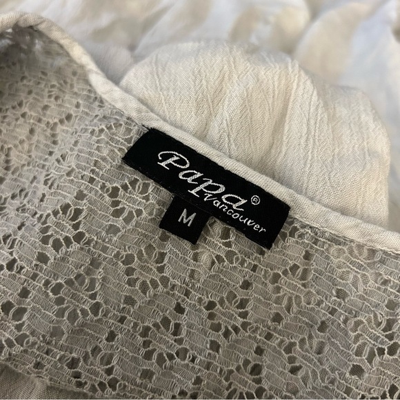 💕 papa Sleeveless White and Gray Lace Top M - Picture 5 of 9